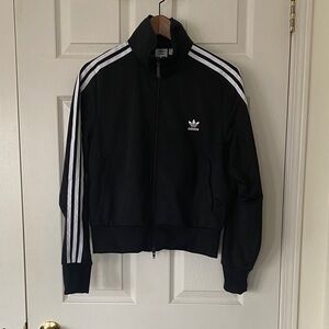 Adidas Black Track Jacket with White Stripes